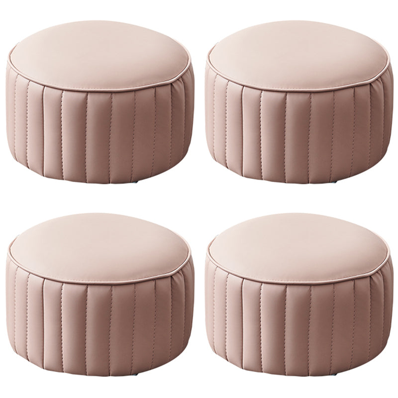 Solid Color Leather Pouf Modern Simple Round Upholstered Footstool