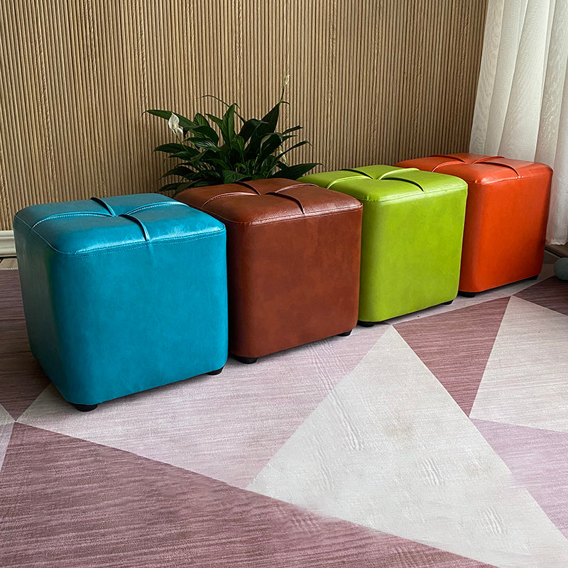 Modern Leather Pouf Stain Resistant Square Pouf for Living Room