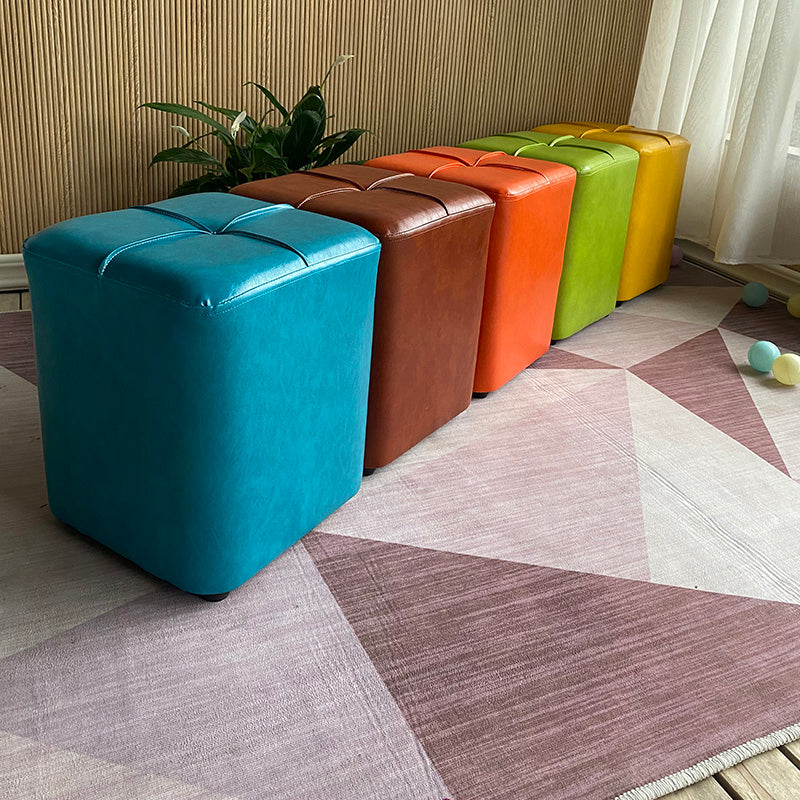 Modern Leather Pouf Stain Resistant Square Pouf for Living Room