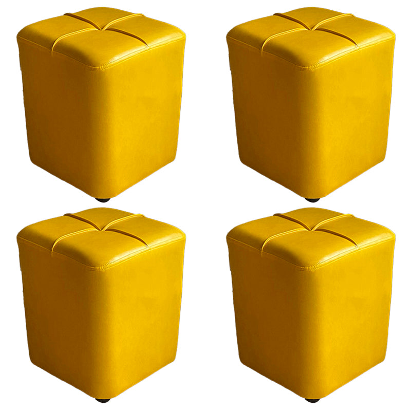 Modern Leather Pouf Stain Resistant Square Pouf for Living Room