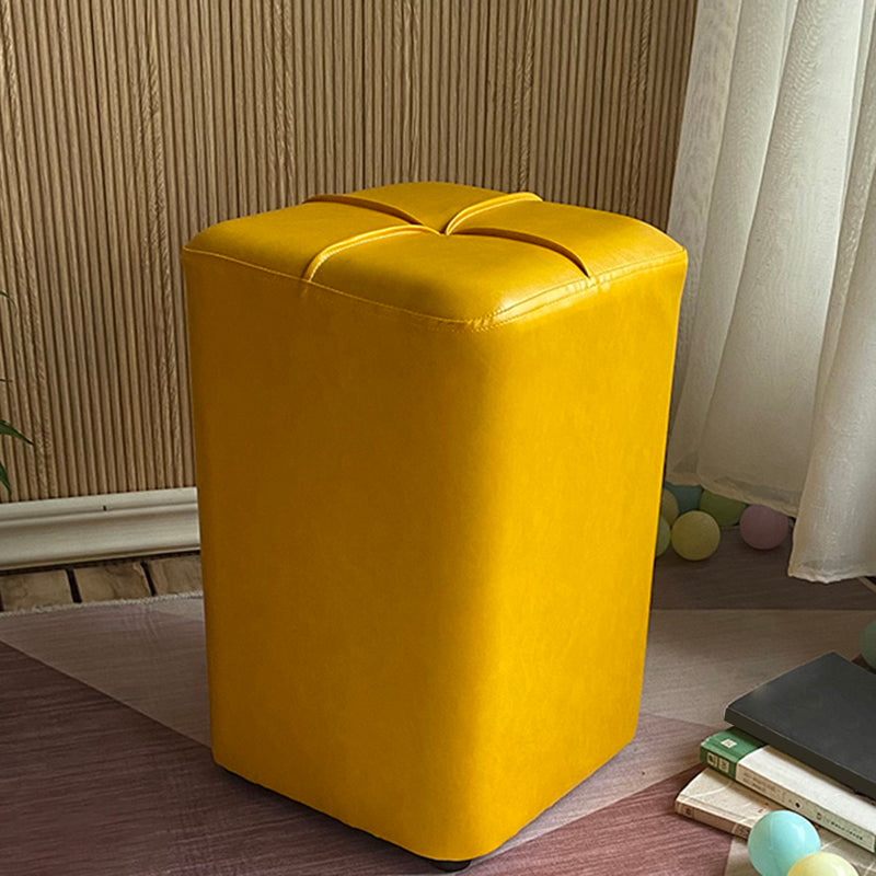 Modern Leather Pouf Stain Resistant Square Pouf for Living Room