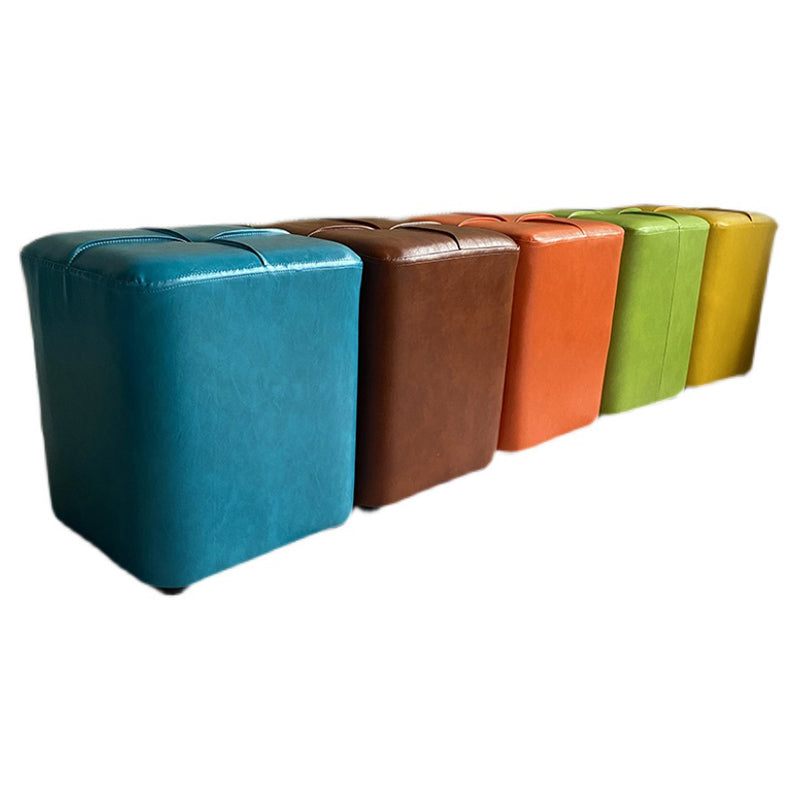 Modern Leather Pouf Stain Resistant Square Pouf for Living Room