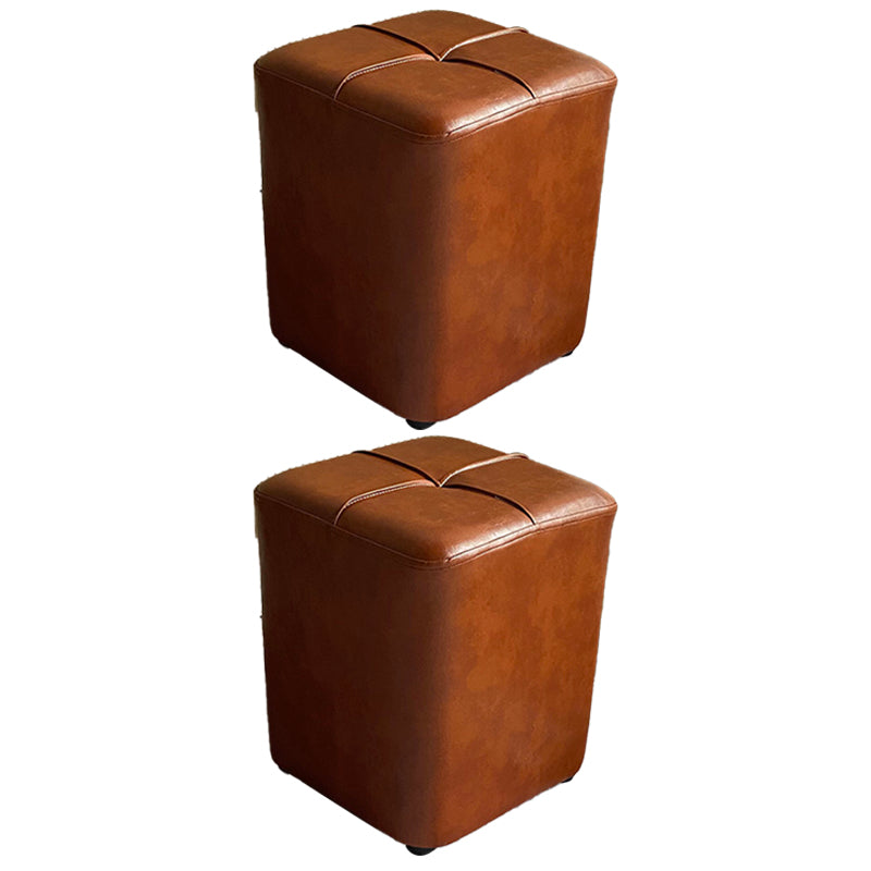 Modern Leather Pouf Stain Resistant Square Pouf for Living Room