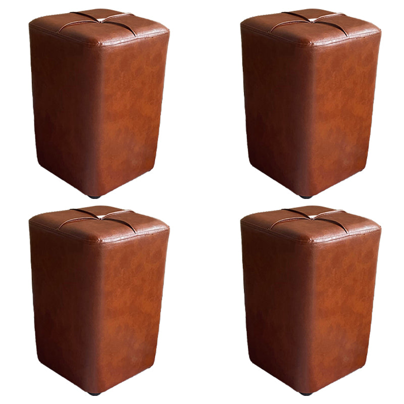 Modern Leather Pouf Stain Resistant Square Pouf for Living Room