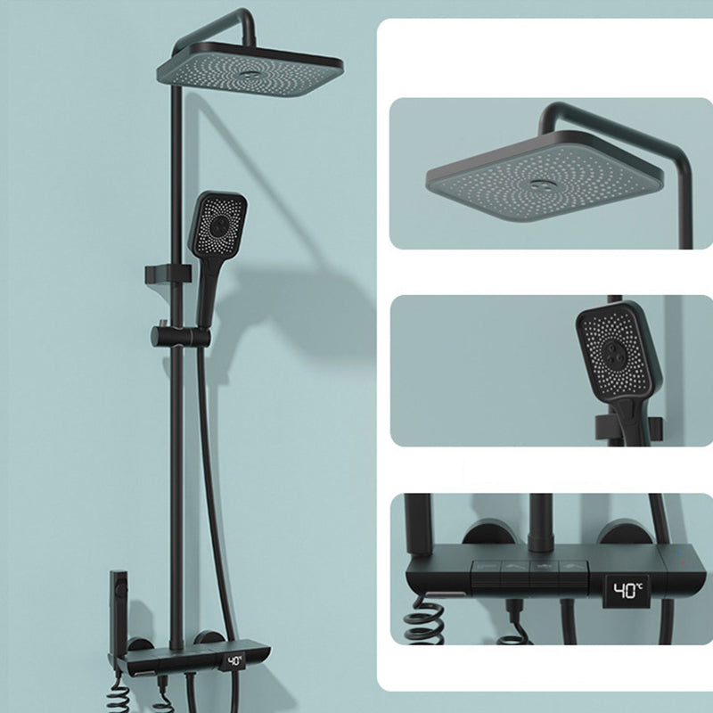 Modern Shower Trim Brass Square Handheld Shower Head Wall Mounted Shower Combo