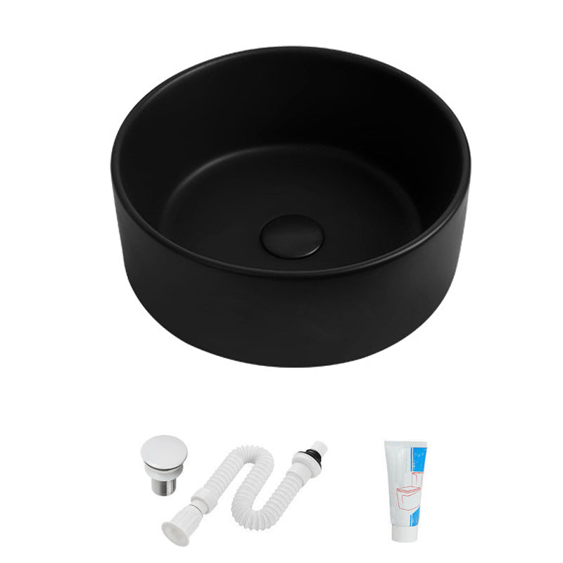 Modern Vessel Sink Round Porcelain with Faucet Vessel Lavatory Sink
