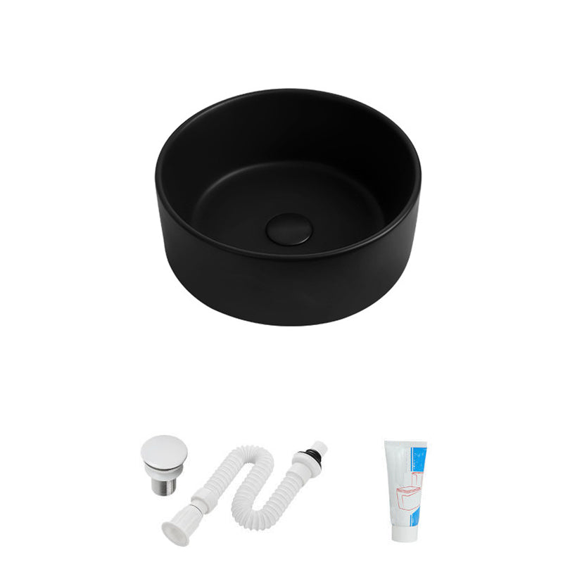 Modern Vessel Sink Round Porcelain with Faucet Vessel Lavatory Sink