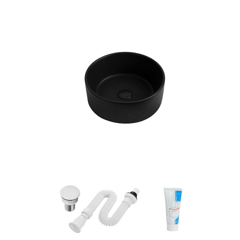 Modern Vessel Sink Round Porcelain with Faucet Vessel Lavatory Sink