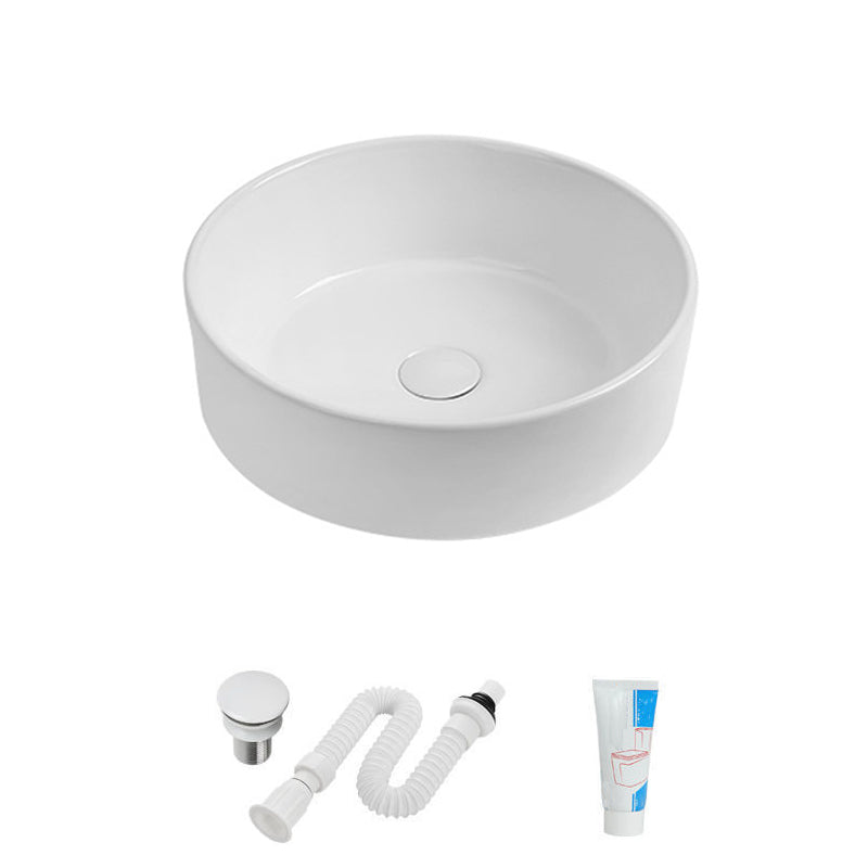 Modern Vessel Sink Round Porcelain with Faucet Vessel Lavatory Sink