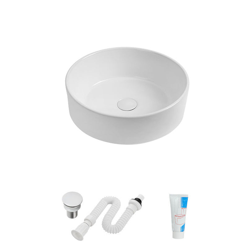 Modern Vessel Sink Round Porcelain with Faucet Vessel Lavatory Sink