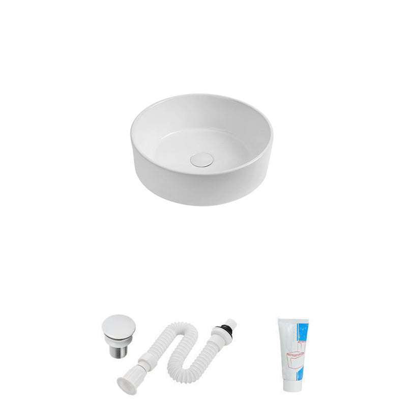 Modern Vessel Sink Round Porcelain with Faucet Vessel Lavatory Sink