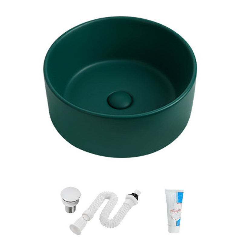 Modern Vessel Sink Round Porcelain with Faucet Vessel Lavatory Sink