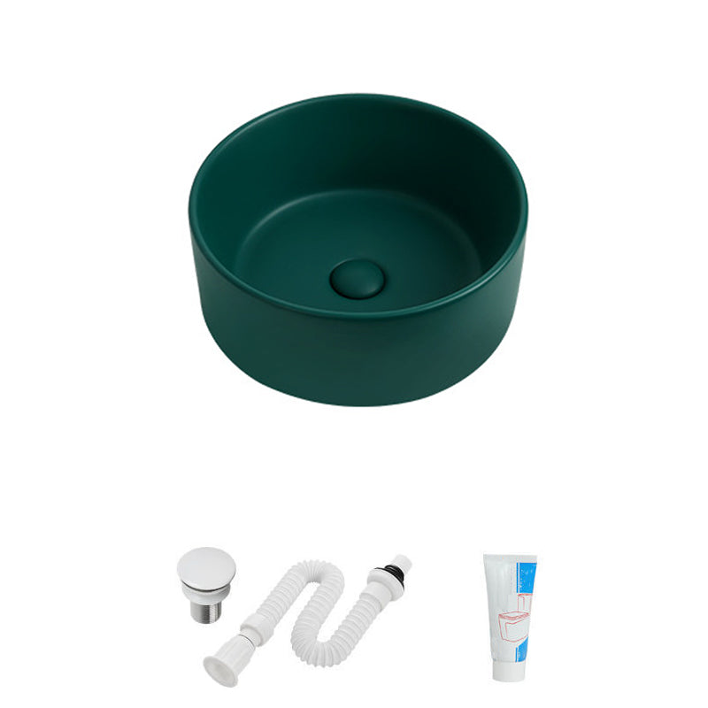 Modern Vessel Sink Round Porcelain with Faucet Vessel Lavatory Sink