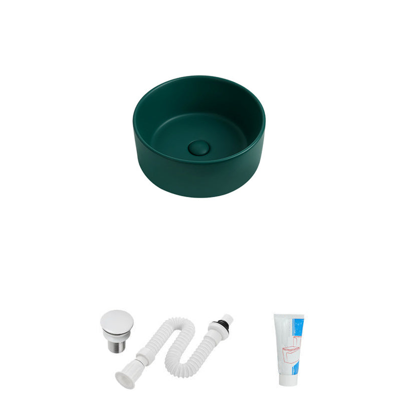Modern Vessel Sink Round Porcelain with Faucet Vessel Lavatory Sink