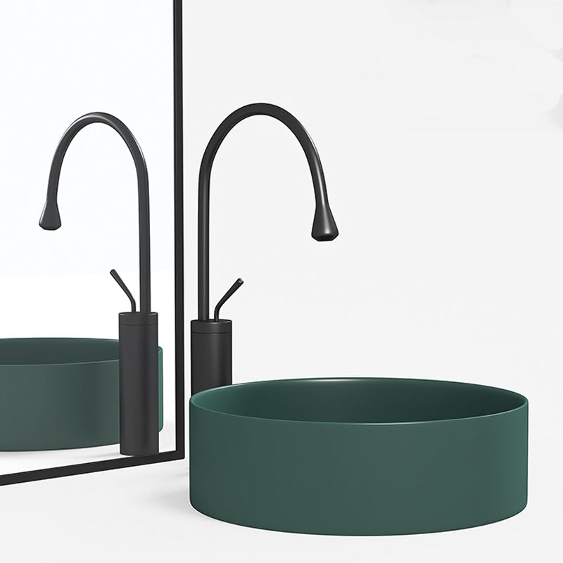 Modern Vessel Sink Round Porcelain with Faucet Vessel Lavatory Sink
