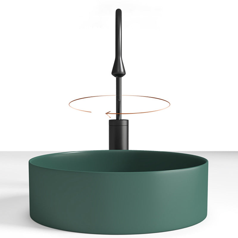 Modern Vessel Sink Round Porcelain with Faucet Vessel Lavatory Sink