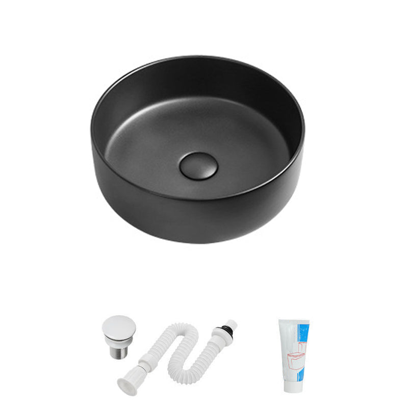 Modern Vessel Sink Round Porcelain with Faucet Vessel Lavatory Sink
