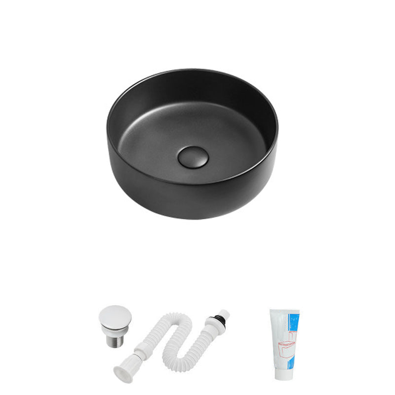 Modern Vessel Sink Round Porcelain with Faucet Vessel Lavatory Sink