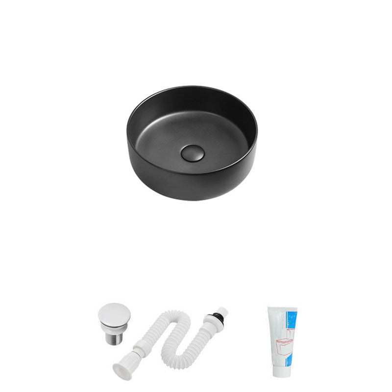 Modern Vessel Sink Round Porcelain with Faucet Vessel Lavatory Sink