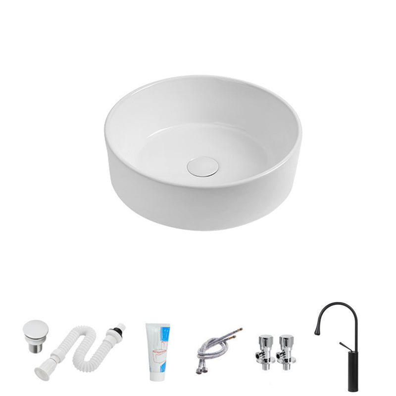 Modern Vessel Sink Round Porcelain with Faucet Vessel Lavatory Sink