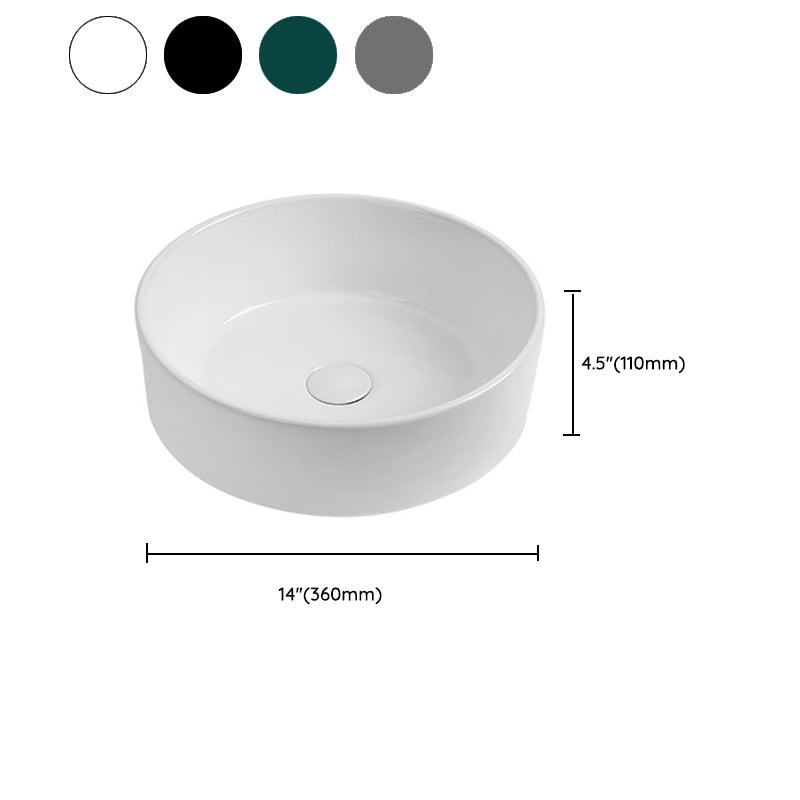 Modern Vessel Sink Round Porcelain with Faucet Vessel Lavatory Sink