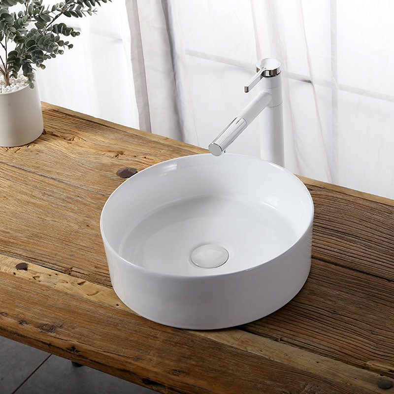 Modern Vessel Bathroom Sink Rectangular Porcelain Drain Vessel Sink(Not Included Faucet)