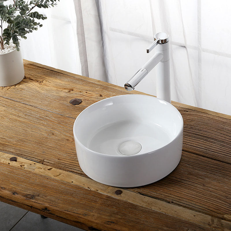 Modern Vessel Bathroom Sink Rectangular Porcelain Drain Vessel Sink(Not Included Faucet)