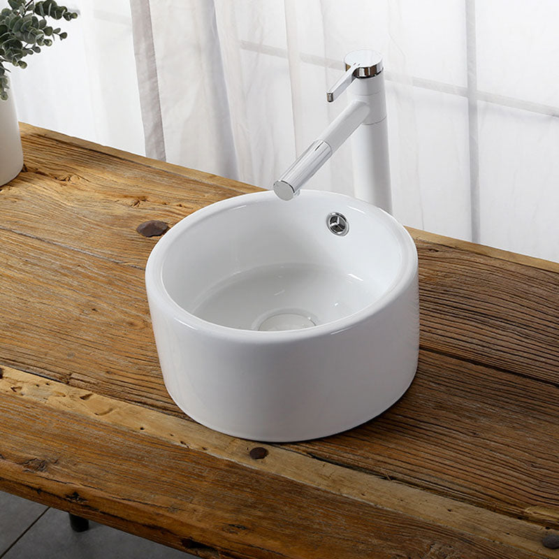 Modern Vessel Bathroom Sink Rectangular Porcelain Drain Vessel Sink(Not Included Faucet)