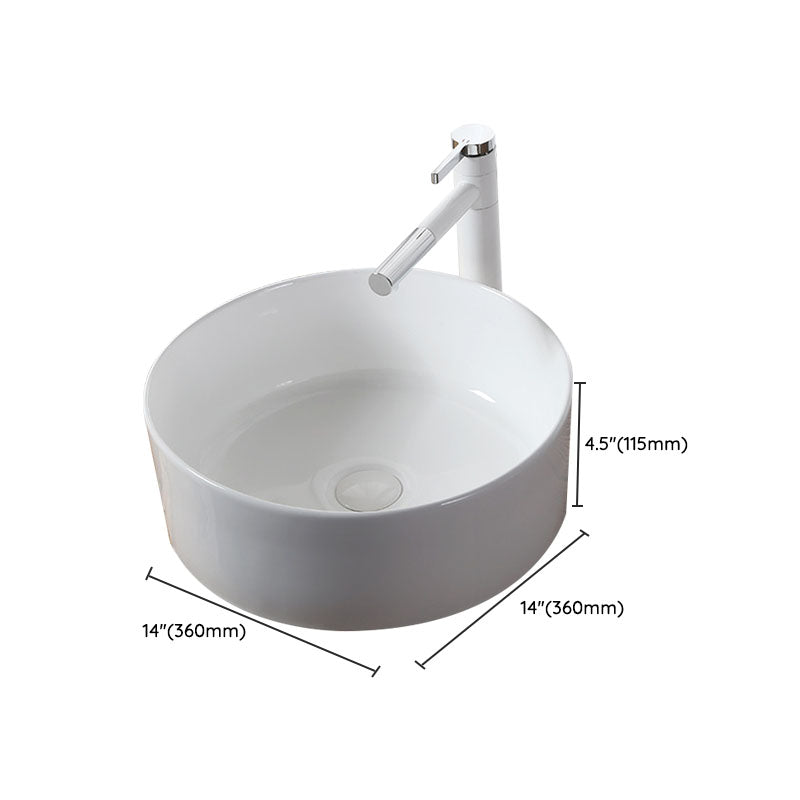 Modern Vessel Bathroom Sink Rectangular Porcelain Drain Vessel Sink(Not Included Faucet)
