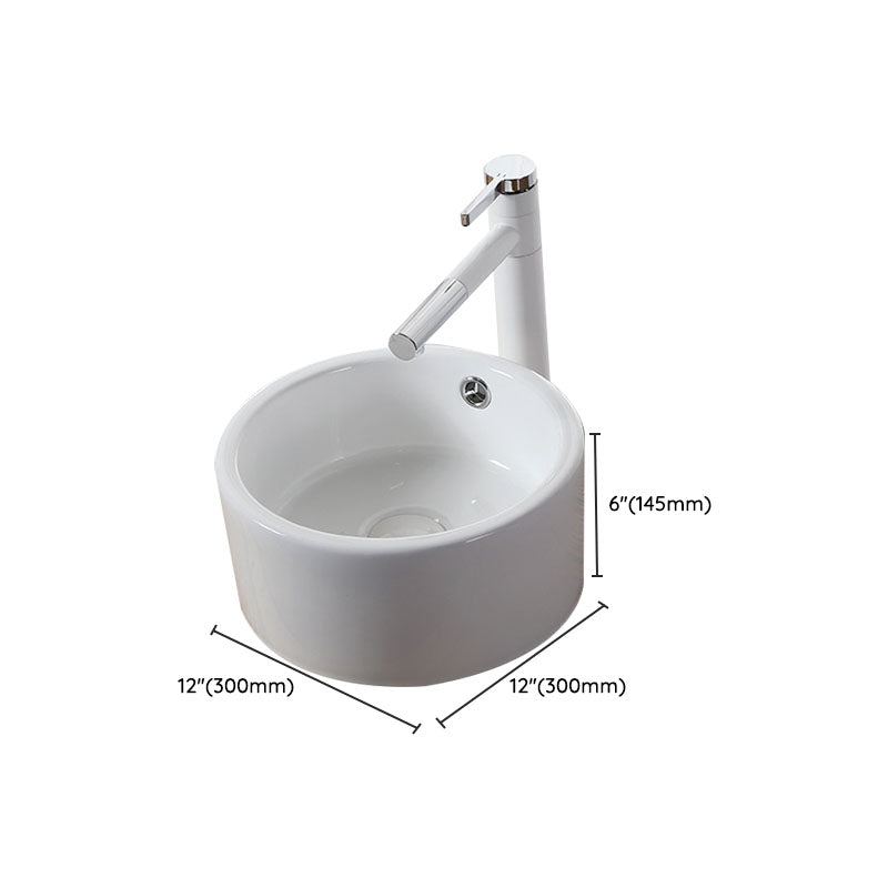 Modern Vessel Bathroom Sink Rectangular Porcelain Drain Vessel Sink(Not Included Faucet)