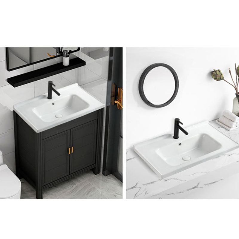 Modern Vessel Sink Rectangular Porcelain Drop-in Bathroom Sink(Not Included Faucet)