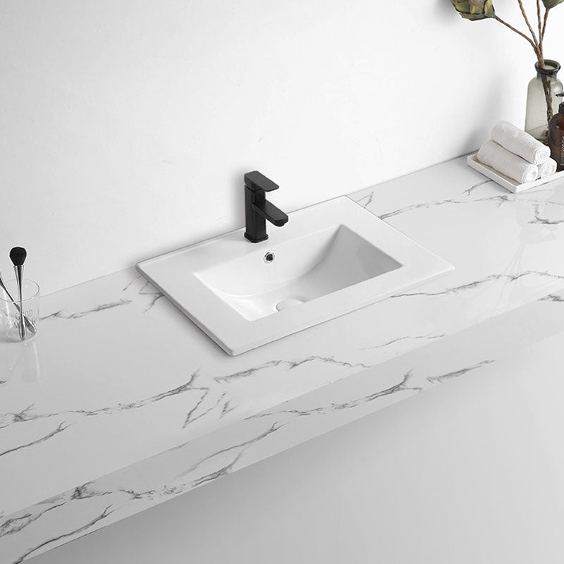 Modern Drop-in Bathroom Sink Rectangular Porcelain Basin Sink(Not Included Faucet)