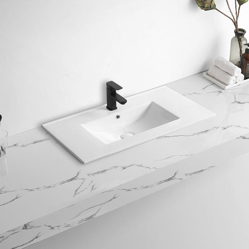 Modern Drop-in Bathroom Sink Rectangular Porcelain Basin Sink(Not Included Faucet)