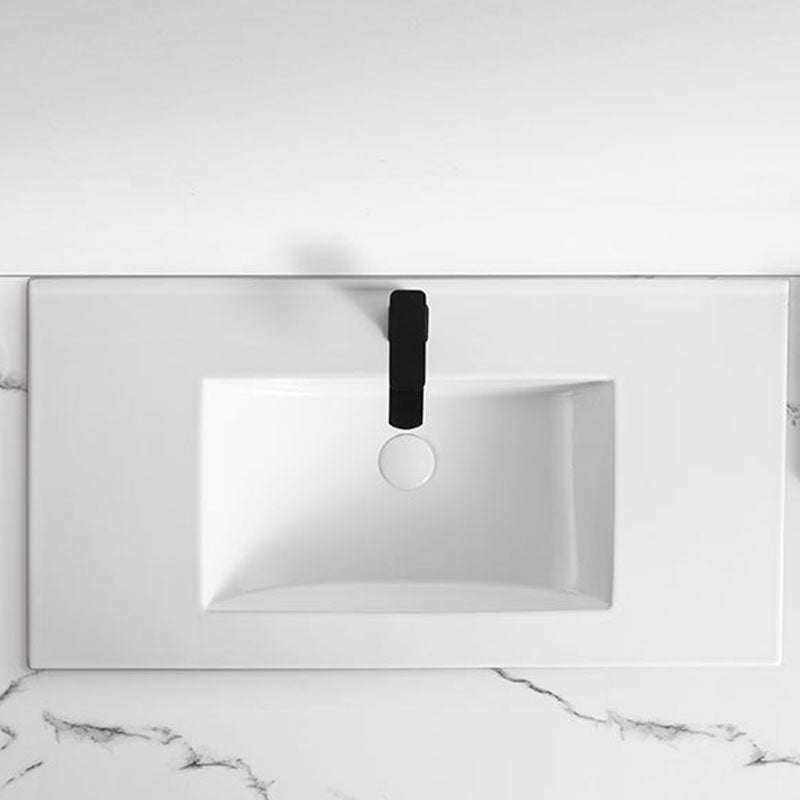 Modern Drop-in Bathroom Sink Rectangular Porcelain Basin Sink(Not Included Faucet)