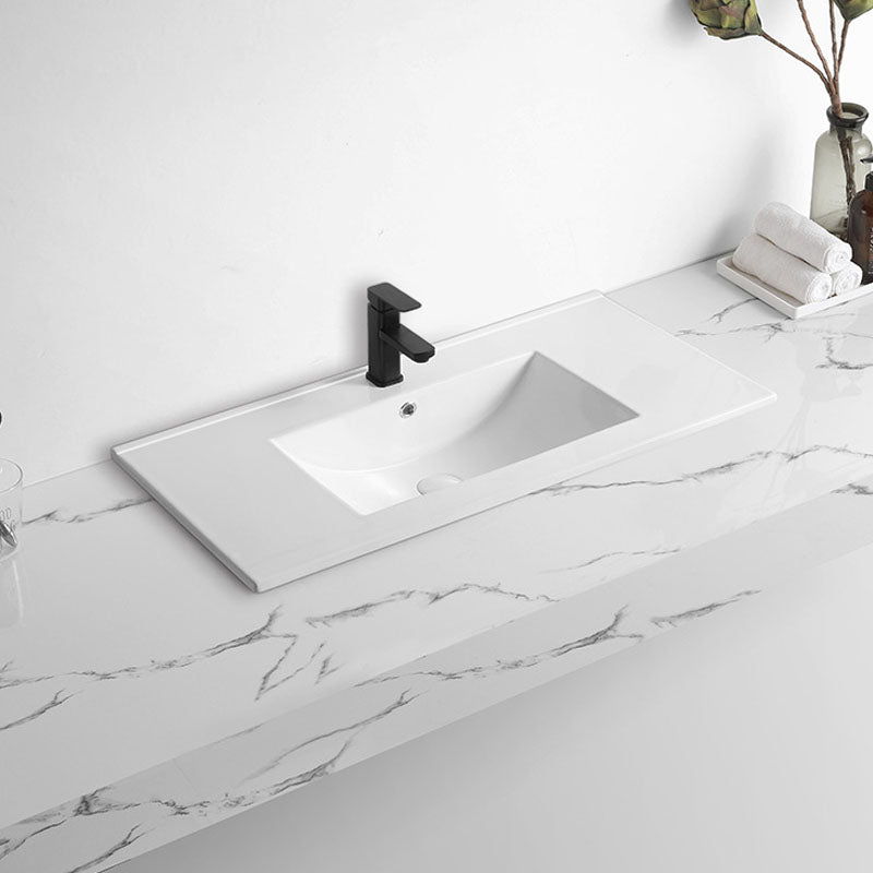 Modern Drop-in Bathroom Sink Rectangular Porcelain Basin Sink(Not Included Faucet)