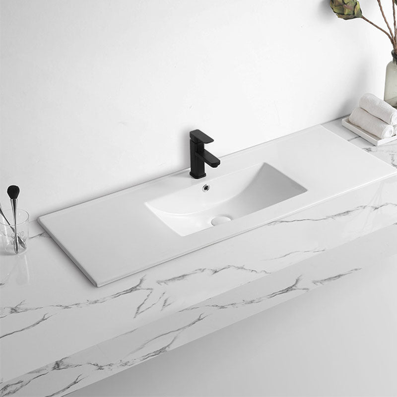 Modern Drop-in Bathroom Sink Rectangular Porcelain Basin Sink(Not Included Faucet)