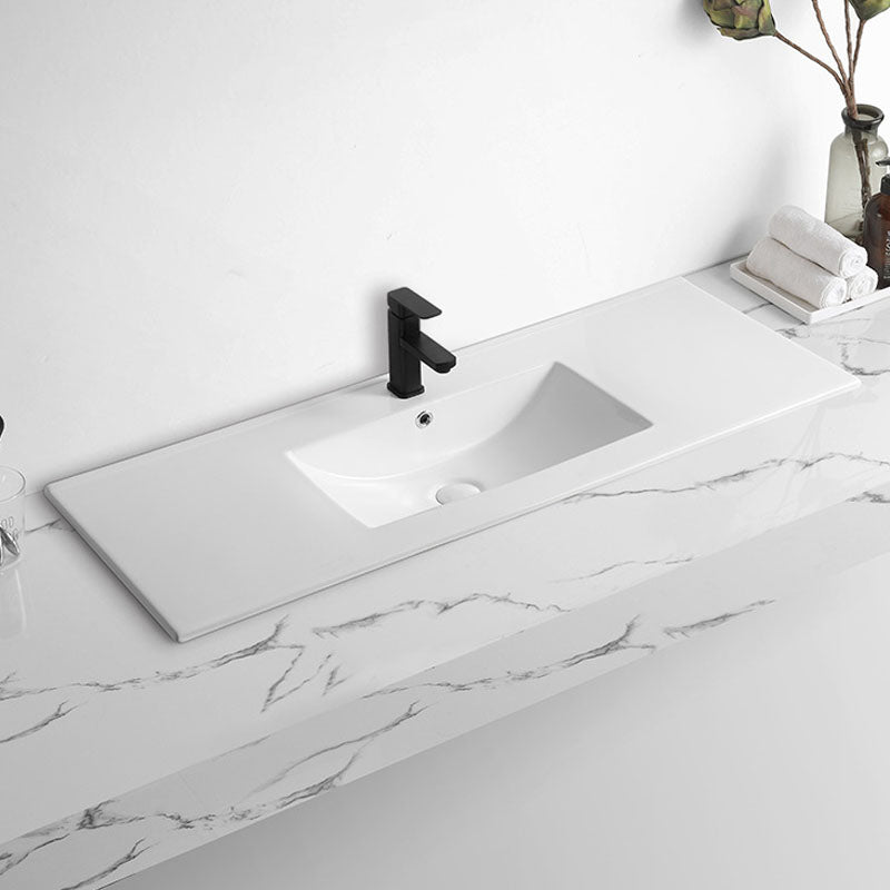 Modern Drop-in Bathroom Sink Rectangular Porcelain Basin Sink(Not Included Faucet)