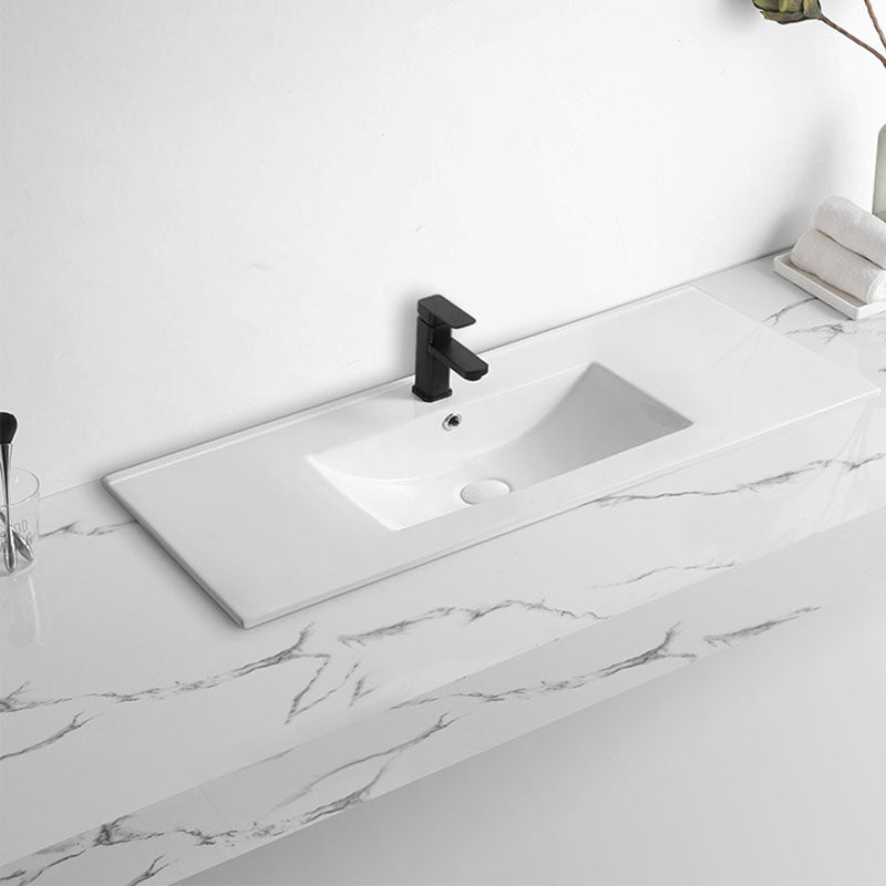 Modern Drop-in Bathroom Sink Rectangular Porcelain Basin Sink(Not Included Faucet)