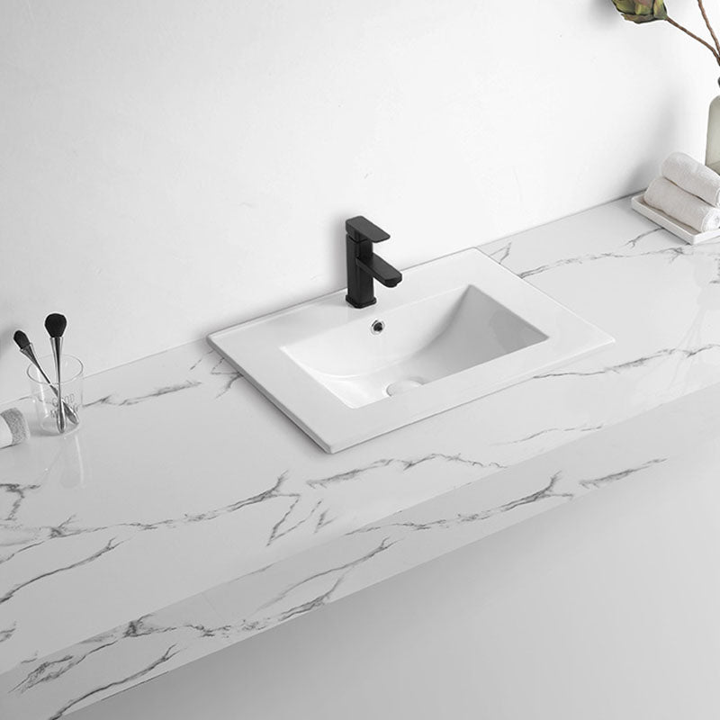 Modern Drop-in Bathroom Sink Rectangular Porcelain Basin Sink(Not Included Faucet)