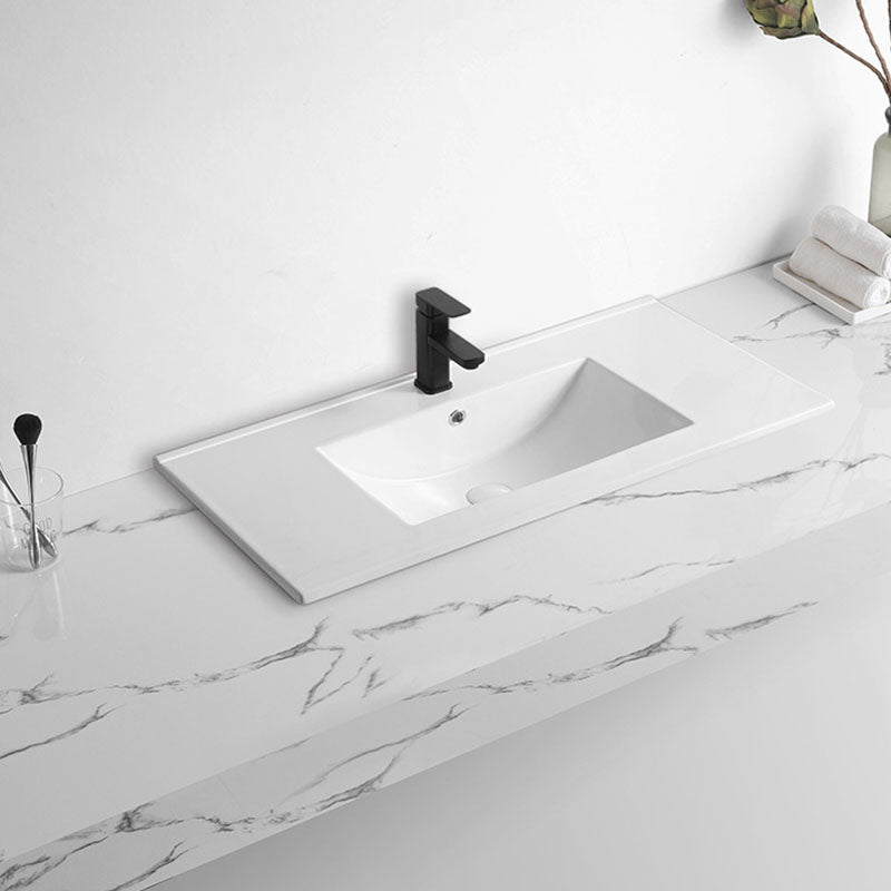 Modern Drop-in Bathroom Sink Rectangular Porcelain Basin Sink(Not Included Faucet)