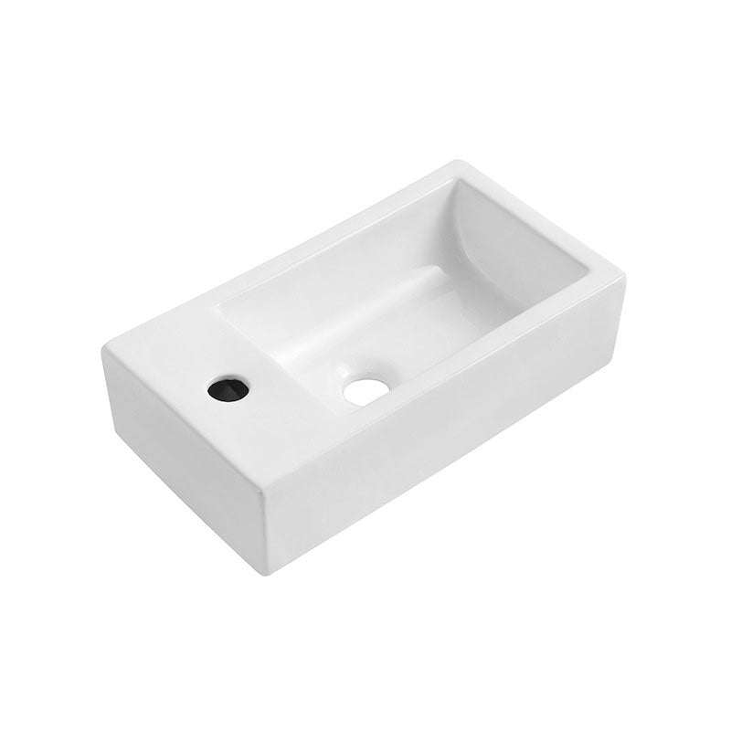 Modern Vessel Sink Rectangular Porcelain Wall Mount Bathroom Sink(Not Included Faucet)