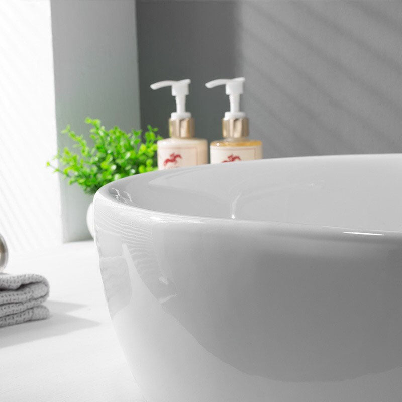 Classic Trough Bathroom Sink Solid Color Trough Sink with Overflow(Not Included Faucet)