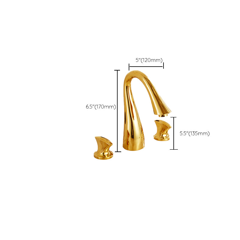 Traditional Roman Tub Faucet Set Copper Deck Mounted Triple Handle Roman Bathtub Faucet