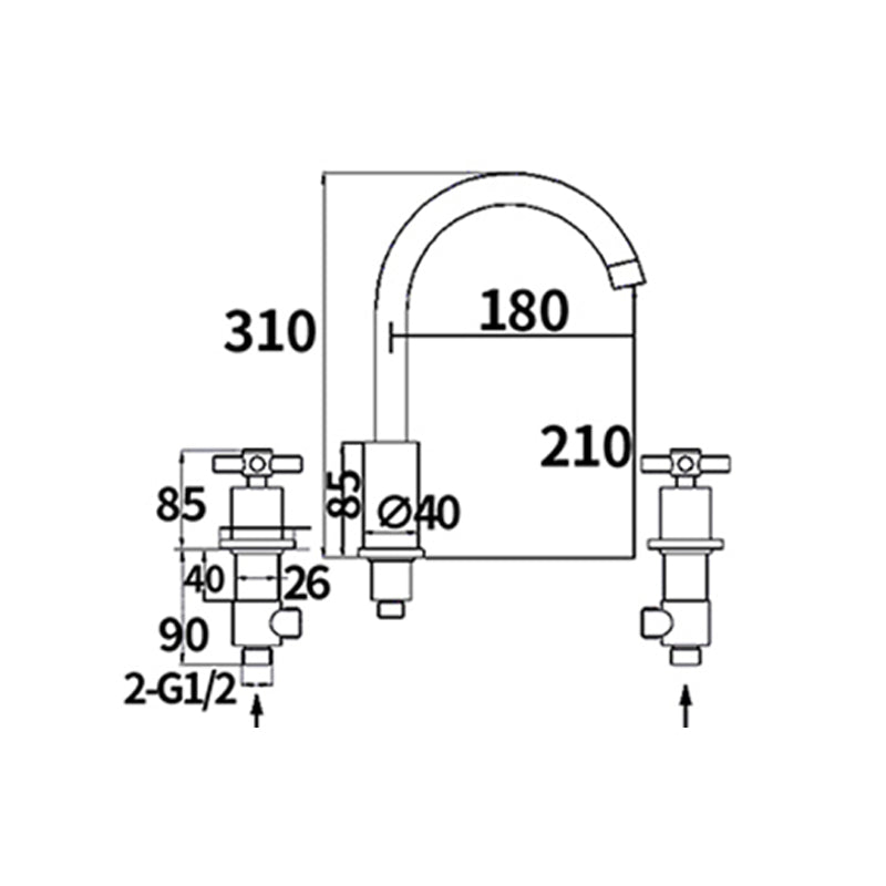 Traditional Style Roman Tub Faucet Copper Deck-Mount Roman Tub Faucet