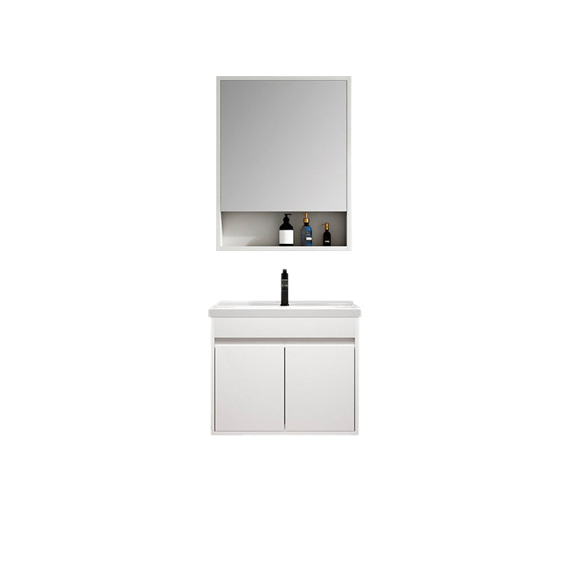 Rectangle Bathroom Vanity Wall-Mounted Mirror Wood Frame Modern Vanity with Doors