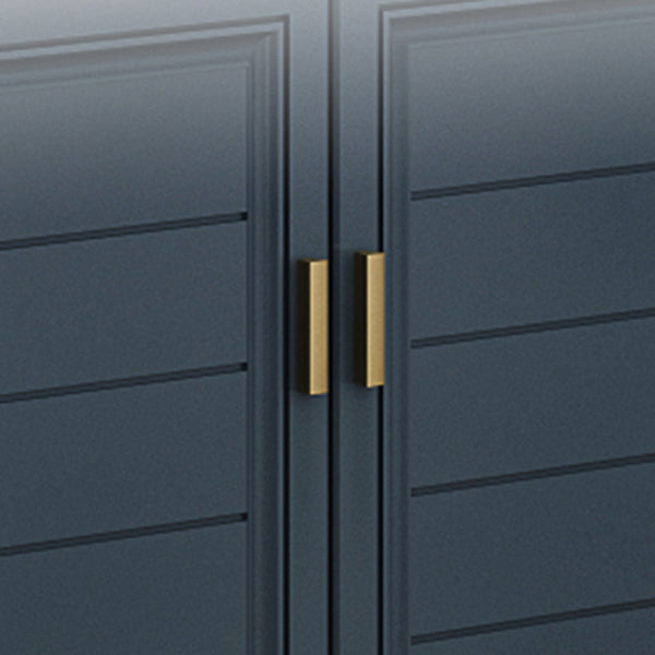 Blue Bath Vanity Single Sink Freestanding Metal Frame Mirror Vanity with Soft Close Doors