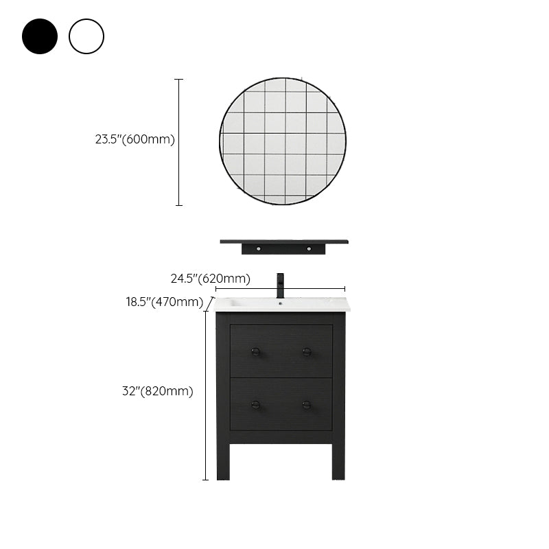 Freestanding Vanity Drawers Single Sink Rectangle Wood Frame Bathroom Vanity with Mirror