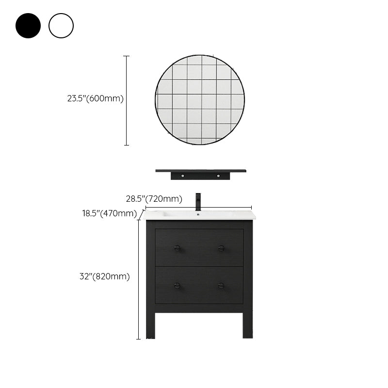 Freestanding Vanity Drawers Single Sink Rectangle Wood Frame Bathroom Vanity with Mirror
