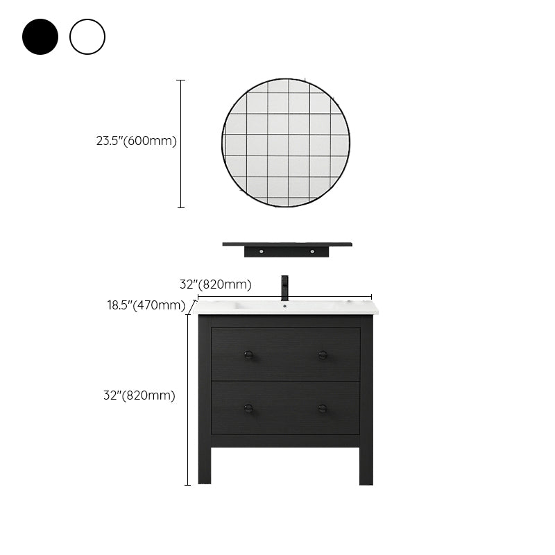 Freestanding Vanity Drawers Single Sink Rectangle Wood Frame Bathroom Vanity with Mirror