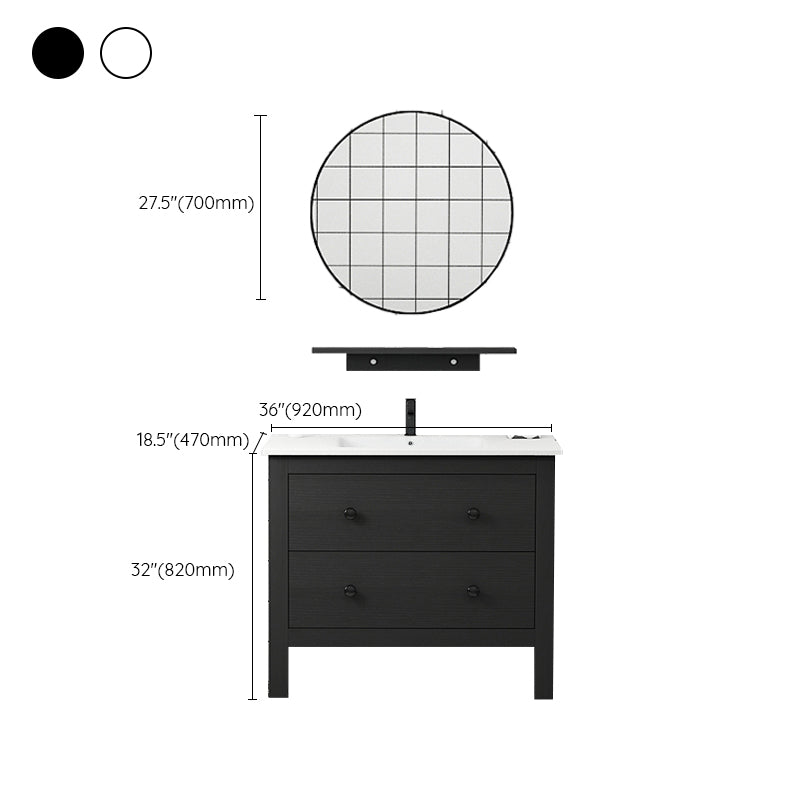 Freestanding Vanity Drawers Single Sink Rectangle Wood Frame Bathroom Vanity with Mirror